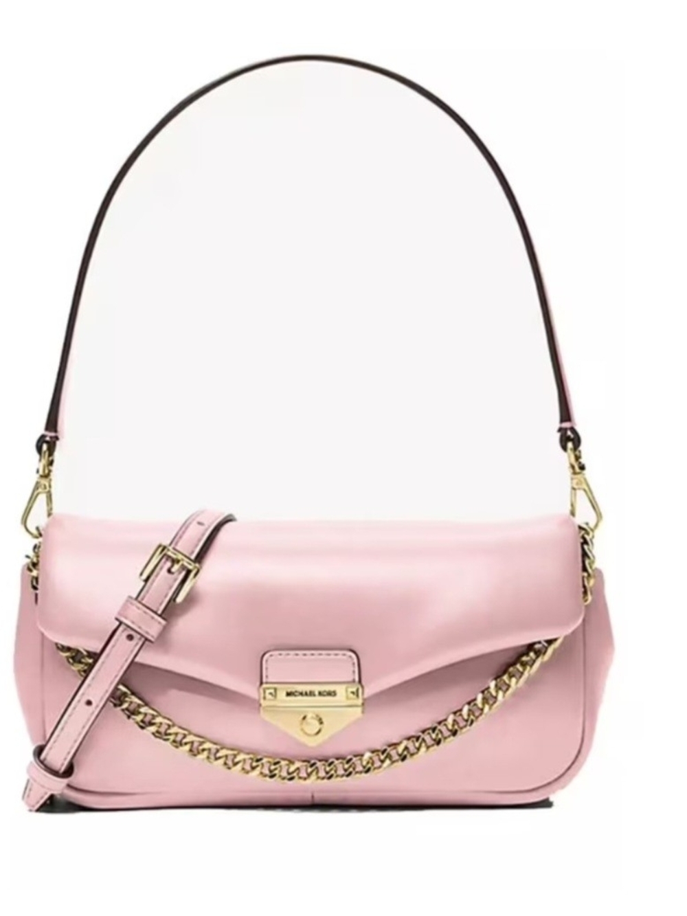 Michael Kors Blush Pink Leather Shoulder Bag with Gold Chain
